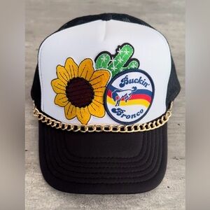 Women's Bronco inspired High Crown Trucker hat with chain